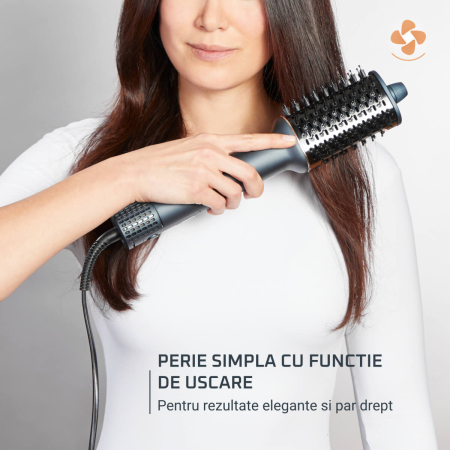 Perie cu aer cald 3 in 1 Rowenta Air Brush 3D UB9720E0, 1100W, non-rotativa, generator de ioni, 3 trepte de viteza & temperatura, functie jet de aer rece, varf rece, verde & bronz [3]