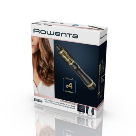 Perie cu aer cald Rowenta Express Style CF6330F0, 3 accesorii, invelis ceramic, cablu rotativ 360°, negru & auriu [4]