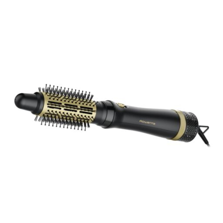 Perii de par electrice - Perie cu aer cald Rowenta Express Style CF6330F0, 3 accesorii, invelis ceramic, cablu rotativ 360°, negru & auriu