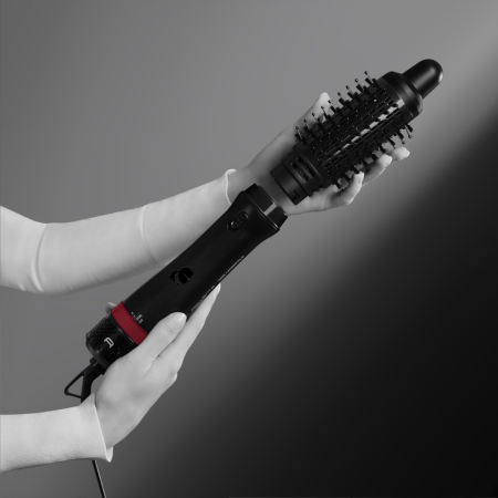 Perie cu aer cald Rowenta x Karl Lagerfeld Express Style CF635LF0, 800W, cablu rotativ 360°, 3 trepte de viteza / temperatura, 5 accesorii, invelis Keratin & Glow, functie hair respect, negru [9]