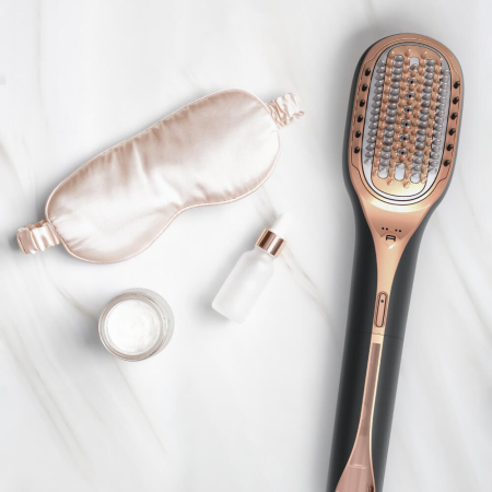 Perie de par reparatoare cu abur Rowenta Hair Therapist™ CF9940F0, 165 W, tehnologie Thermal Care, invelis Keratin, oprire automata, afisaj LED, geanta pentru transport, negru/maro [7]
