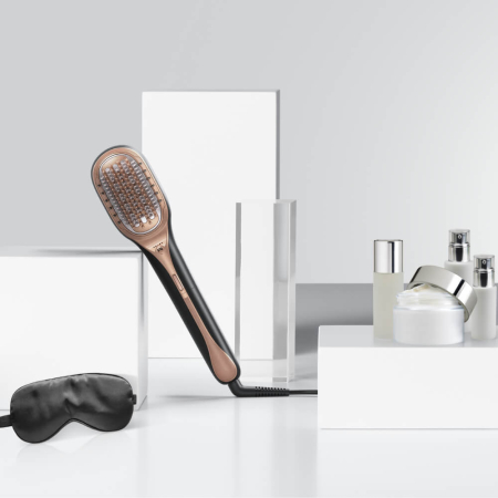 Perie de par reparatoare cu abur Rowenta Hair Therapist™ CF9940F0, 165 W, tehnologie Thermal Care, invelis Keratin, oprire automata, afisaj LED, geanta pentru transport, negru/maro [8]