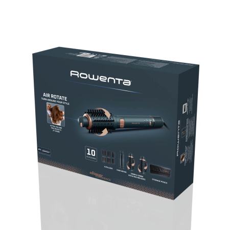 Perie rotativa cu aer cald Rowenta Air Rotate UB9920E0, 1300W, 4 trepte de viteza, 2 concentratoare, functie Respect, grilaj detasabil, invelis ceramic, verde & bronz [20]
