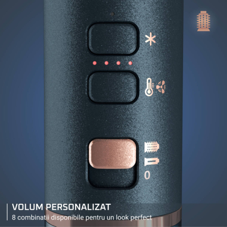 Perie rotativa cu aer cald Rowenta Air Rotate UB9920E0, 1300W, 4 trepte de viteza, 2 concentratoare, functie Respect, grilaj detasabil, invelis ceramic, verde & bronz [6]