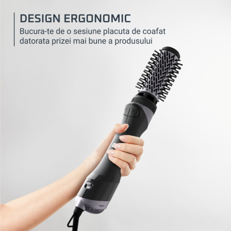 Perie rotativa cu aer cald Rowenta Brush Activ UB9534F0, 1000W, 2 trepte de viteza & temperatura, 2 perii rotative 40/50mm, 1 perie de 30 mm, 1 perie paddle, husa inclusa, generator de ioni, invelis c [3]
