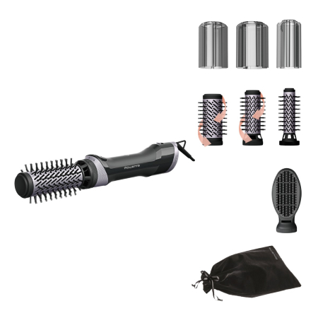 Perie rotativa cu aer cald Rowenta Brush Activ UB9534F0, 1000W, 2 trepte de viteza & temperatura, 2 perii rotative 40/50mm, 1 perie de 30 mm, 1 perie paddle, husa inclusa, generator de ioni, invelis c [10]