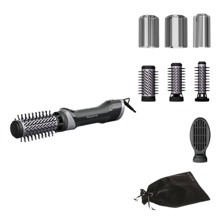 Perii de par electrice - Perie rotativa cu aer cald Rowenta Brush Activ UB9534F0, 1000W, 2 trepte de viteza & temperatura, 2 perii rotative 40/50mm, 1 perie de 30 mm, 1 perie paddle, husa inclusa, generator de ioni, invelis c