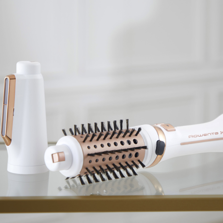 Perie rotativa cu aer cald Rowenta Brush Activ Ultimate Care CF9720F0, tehnologie Careful Heat, invelis quart ceramic, tehnologie Ionic Booster, design compact, 3 trepte de viteza, concentrator, alb [10]