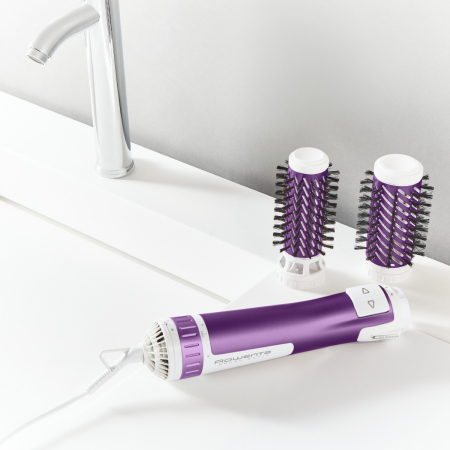 Perie rotativă Rowenta Brush Activ' Volume&Shine 2 CF9530F0, 1000W, 2 setări de temperatură si viteză, ionizare, 2 perii,  înveliş ceramic, mov [7]
