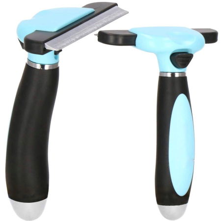 Perie trimmer pentru caini si pisici cu par lung sau scurt, autocuratare, lama 10cm, negru albastru [1]