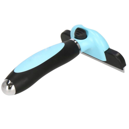 Perie trimmer pentru caini si pisici cu par lung sau scurt, autocuratare, lama 10cm, negru albastru [3]