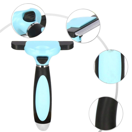 Perie trimmer pentru caini si pisici cu par lung sau scurt, autocuratare, lama 10cm, negru albastru [9]