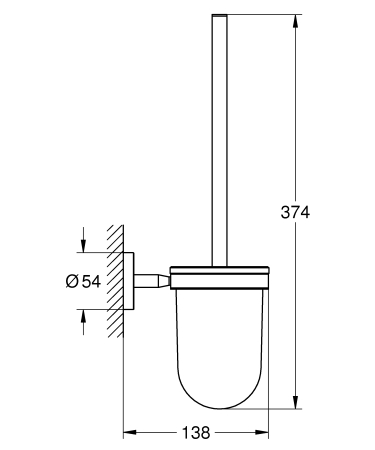 Perie WC Grohe 40463001, 374 mm, 138 mm, 1 orificii instalare, pe perete, sticla, metal, elemente fixare ascunse, Crom [2]