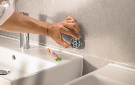 Perie WC Grohe 40977DC0, Start Cube, pe perete, metal/sticla, mat, otel satinat [3]