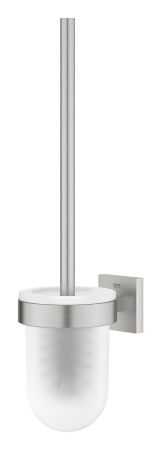Perie WC Grohe 40977DC0, Start Cube, pe perete, metal/sticla, mat, otel satinat [1]