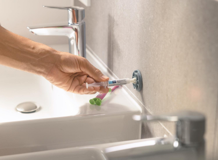 Perie WC Grohe 40977DC0, Start Cube, pe perete, metal/sticla, mat, otel satinat [5]
