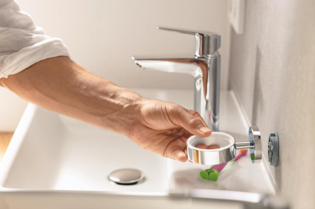 Perie WC Grohe 40977DC0, Start Cube, pe perete, metal/sticla, mat, otel satinat [6]