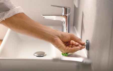Perie WC Grohe 40977DC0, Start Cube, pe perete, metal/sticla, mat, otel satinat [4]