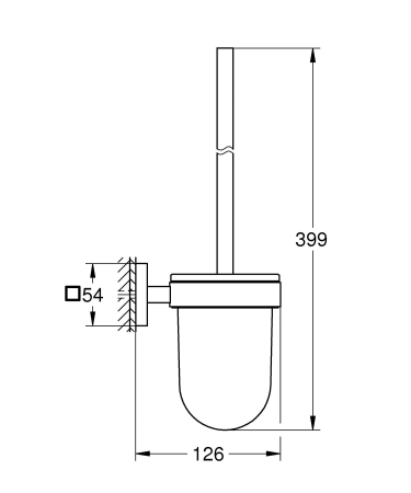 Perie WC Grohe 40977DC0, Start Cube, pe perete, metal/sticla, mat, otel satinat [2]