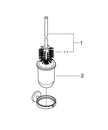 Perie WC Grohe 411852430, 398 mm, 121 mm, 2 orificii instalare, pe perete, sticla, metal, elemente fixare ascunse, Negru [6]