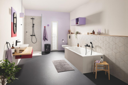 Perie WC Grohe 411852430, 398 mm, 121 mm, 2 orificii instalare, pe perete, sticla, metal, elemente fixare ascunse, Negru [3]