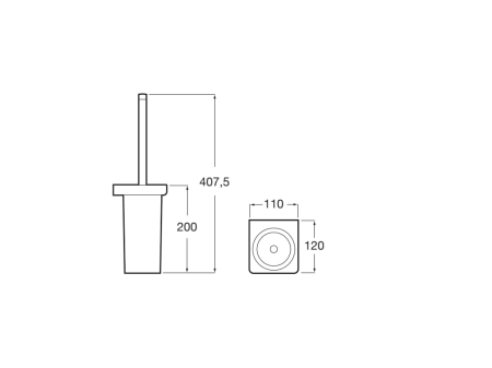 Perie WC Roca A817036NM0, 120 mm, 408 mm, 2 orificii instalare, pe perete, metal, plastic, perie wc, Negru [1]