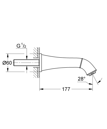 Pipa cada Grohe 13341IG0, Grandera, 1/2'', 177 mm, crom / auriu [1]