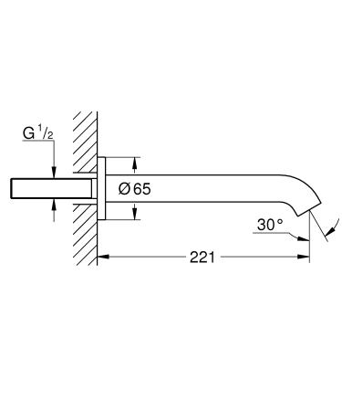 Pipa cada Grohe 13449DL1, Essence, 1/2'', 221 mm, aerator, mat, cupru [2]