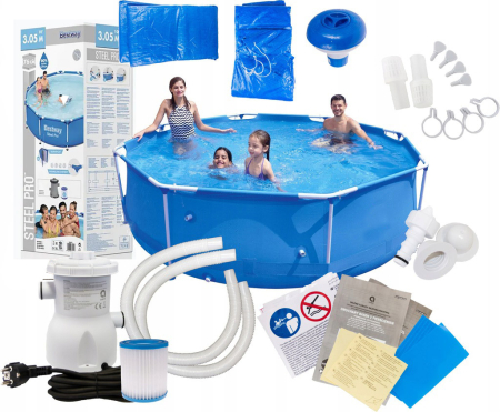 Piscina cadru metalic Bestway, 305x76 cm, 4.500 litri, cu toate accesoriile [1]