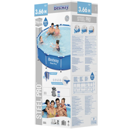 Piscina cadru metalic Bestway, 366x76 cm, 6500 litri, cu pompa de filtrare [2]