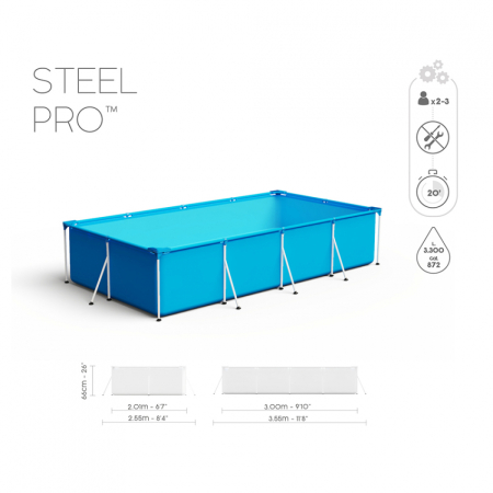 Piscina cadru metalic Bestway 56411 Steel Pro Frame, 300x201x66 cm, 3.300 litri, cu pompa de filtrare [9]
