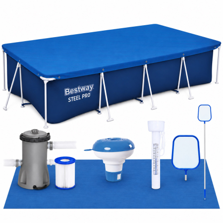 Piscine - Piscina cadru metalic Bestway 56424, 400x211x81 cm, 5.700 litri, cu toate accesoriile
