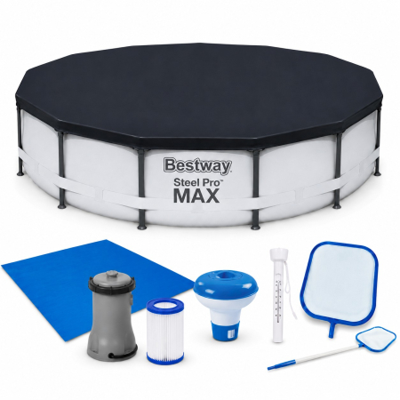 Piscine - Piscina cadru metalic Bestway Steel Pro MAX, 305x76 cm, cu toate accesoriile