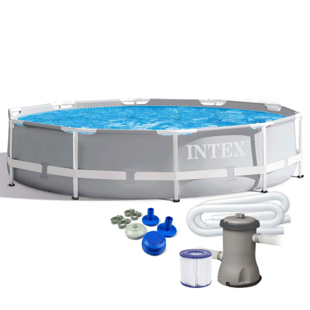 Gradina & balcon - Piscina cadru metalic Intex Prism Frame 26702NP, 305x76 cm, 4.500 litri, cu pompa de filtrare