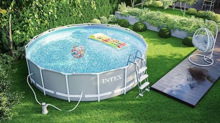 Piscina cadru metalic Intex Prism Frame, 366x99cm, 9.000 litri, cu pompa de filtrare si scara [1]
