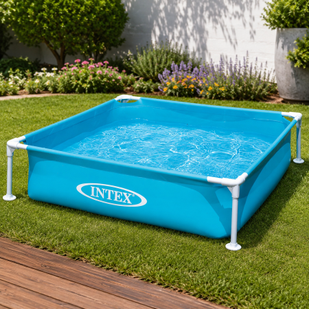 Piscina pentru copii Intex 57173NP Mini Frame 122x122x30 cm, cadru metalic, 342 litri, albastra [1]