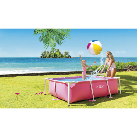 Piscina rectangulara cu cadru metalic Pink Metal Frame Intex 28266NP, 220x150x60 cm [8]