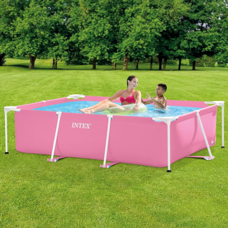 Piscina rectangulara cu cadru metalic Pink Metal Frame Intex 28266NP, 220x150x60 cm [2]