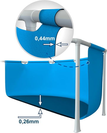 Piscina copii rotunda cu cadru metalic, parasolar UPF 50+, pulverizator ceata, D183xH38 cm, albastru [4]