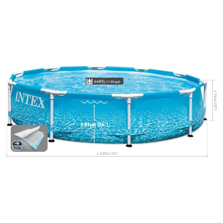 Piscina rotunda cu cadru metalic Beachside Metal Frame Intex 28208NP, 305x76 cm, cu pompa filtrare [5]