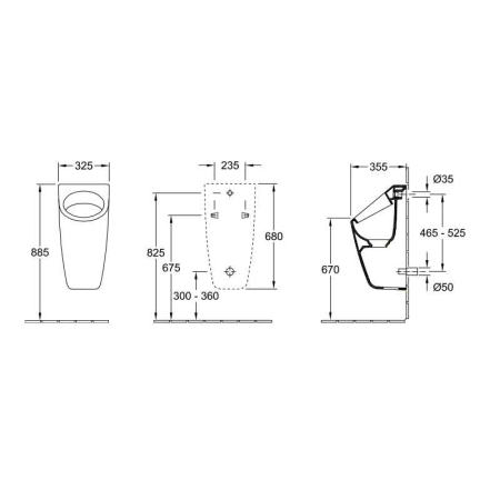Pisoar Villeroy&Boch, Architectura, cu aspirație, alimentare din spate, alb alpin [8]