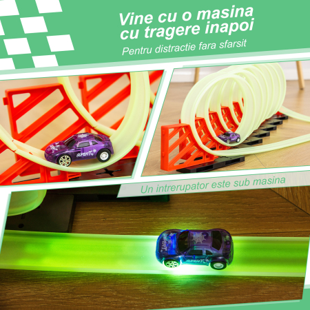  Pista pentru Masini cu Efecte Luminoase si Masina inclusa, pentru Copii de la 3-6 Ani, 86x67x21cm-Multicolora [5]