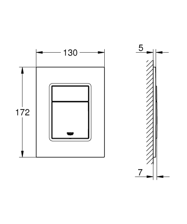 Placa de actionare Grohe 37535SH0, Skate Cosmopolitan, marimea S, dubla actionare, 130 x 172 mm, verticala, alb [2]
