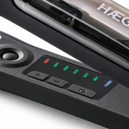 Placa de indreptat parul cu sistem de abur HAEGER STEAM STYLER PRO, Placi din titan, Temperatura reglabila 140-230 grade C, Maner rotativ, 6 temperaturi, Negru [3]