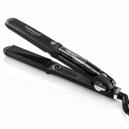 Placa de indreptat parul cu sistem de abur HAEGER STEAM STYLER PRO, Placi din titan, Temperatura reglabila 140-230 grade C, Maner rotativ, 6 temperaturi, Negru [2]