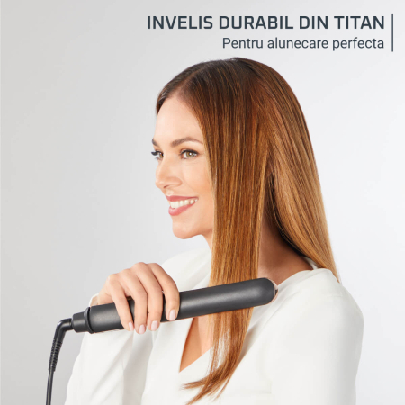 Placa de indreptat parul Rowenta Ultimate Experience SF8120F0, 5 trepte de temperatura, oprire automata, generatori de ioni, invelis ceramic cu titan, afisaj LED, tehnologie Thermocare, negru & auriu [7]