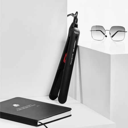 Placa de par Rowenta EasyLiss Karl Lagerfeld SF161LF0, învelis Ceramic Tourmaline, 200 °C, Funcția Straight & Curl, negru [10]