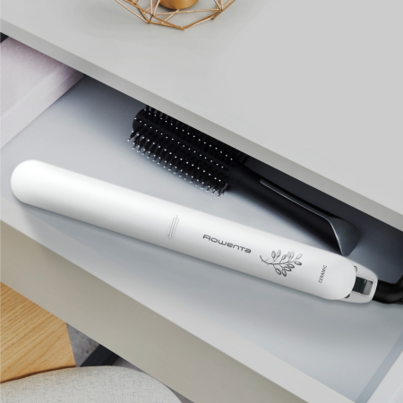 Placa de par Rowenta Easyliss Pure Collection SF1628F0, 200°C, invelis Ceramic Tourmaline, placi flotante, functie Straight & Curl, alb & gri [8]