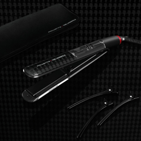 Placa de par Rowenta Karl Lagerfeld Pro Stylist SF467LF0, invelis Keratin & Glow, temperatura variabila, ecran LCD, generator de ioni, oprire automata, negru [4]