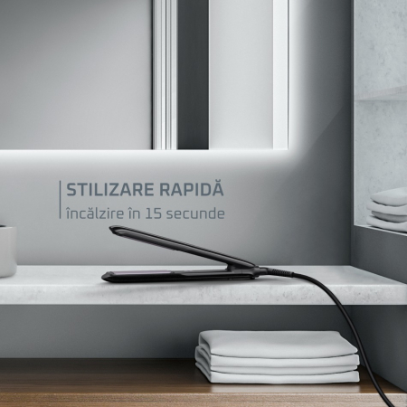 Placa de par Rowenta Optiliss+ SF3320F0, invelis Ceramic Tourmaline, temperatura ajustabila 130°C - 230°C, oprire automata, functie Respect, negru [3]